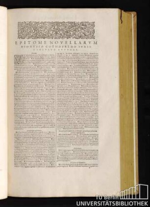 Epitome Novellarvm Dionysio Gothofredo Ivrisconsvlto Avthore.