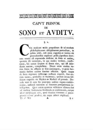 Cap. I. De Sono et Auditu.