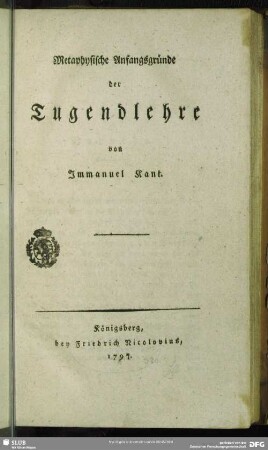 Metaphysische Anfangsgründe der Tugendlehre