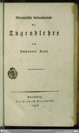 Metaphysische Anfangsgründe der Tugendlehre