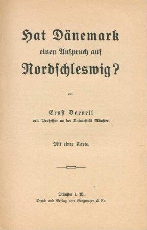 Hat Dänemark einen Anspruch auf Nordschleswig?