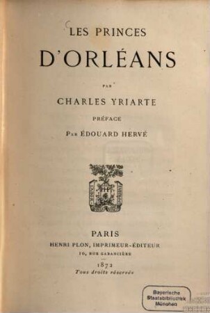 Les Princes d'Orléans par préface par Édouard Hervé