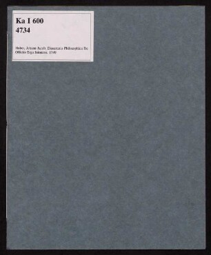 Dissertatio Philosophica De Officiis Erga Inimicos