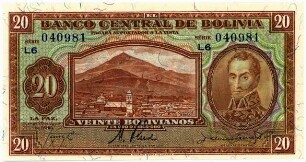 Geldschein, 20 Bolivianos, 20.7.1928