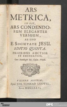 Ars Metrica, Id Est Ars Condendorum Eleganter Versuum