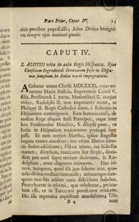 23-38, Caput IV. S. Aloysii vita in aula Regis Hispaniae.