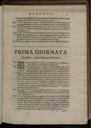 Prima Giornata. Forestiere, e Gentilhuomo Romano