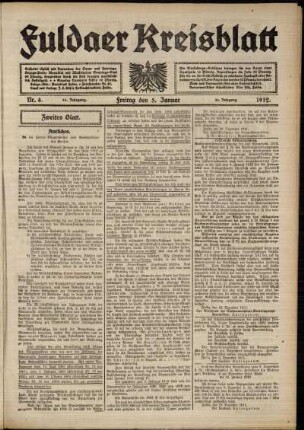 Zweite Ausgabe vom Freitag, den 05. Januar 1912.