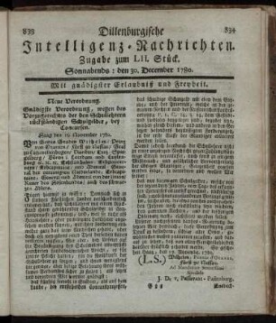 LII. Stück. Sonnabends : den 30. December 1780.