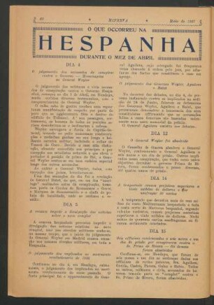 O que occorreu na Hespanha durante o Mez de Abril