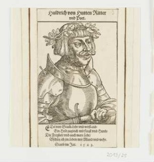 Bildnis Huldrich von Hutten, aus: Nicolas Reusner, "Kontrafakturbuch", Straßburg 1587