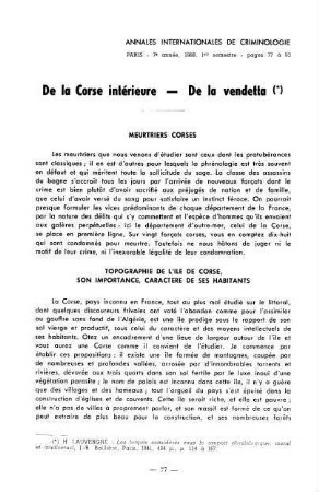 77-90, De la Corse intérieure - De la 'Vendetta'