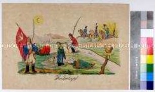 Karikatur auf den russischen Feldmarschall Hans Karl Graf von Diebitsch-Zabalkanskij