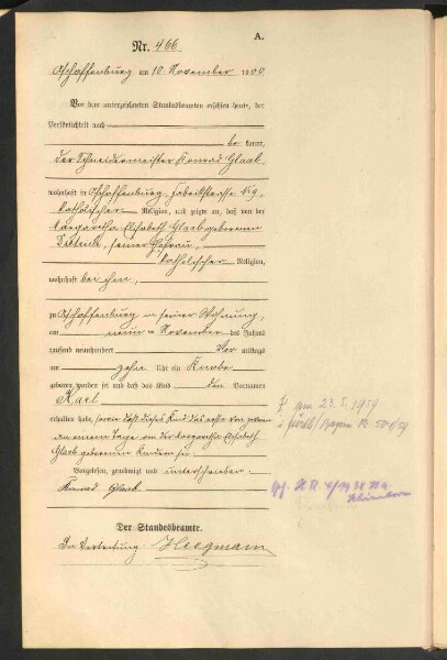 Standesamtsbuch der Stadt Aschaffenburg: Geburten 365/1900 - 184/1901