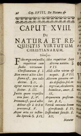 Caput XVIII. De Natura Et Requisitis Virtutum Christianarum