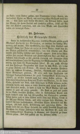 15. Februar. Heinrich der Erlauchte stirbt