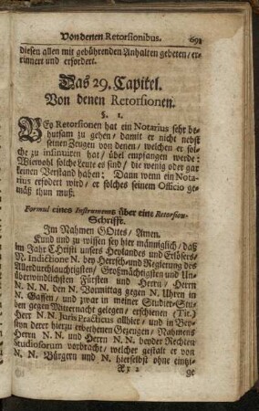 Das 29. Capitel. Von denen Retorsionen.