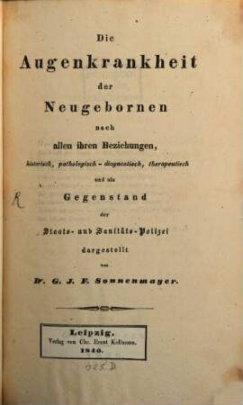 Die Augenkrankheit der Neugebornen