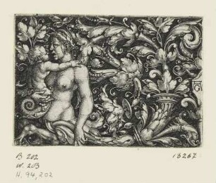 Ornament mit weiblichem Triton und Kind