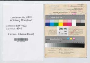 Entnazifizierung Johann (Hans) Lamers , geb. 16.04.1898 (Hausmeister)