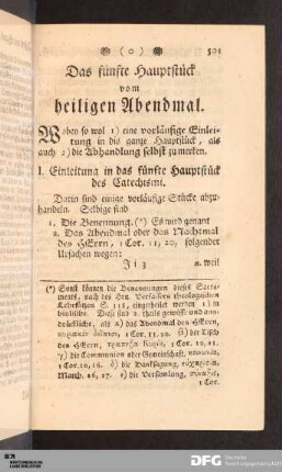 I. Einleitung in das fünfte Hauptstück des Catechismi.