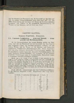 Drittes Kapitel. : Chemische Proportionen. Atomlehre.