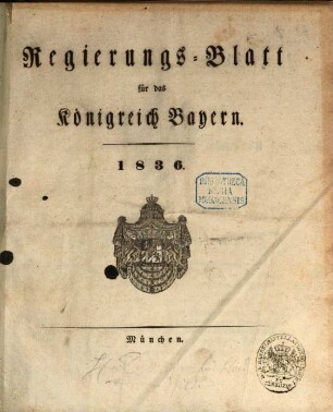 Regierungsblatt für das Königreich Bayern. 1836