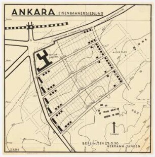 Gesamtbebauungsplan Ankara Teilbebauungsplan äußere Stadt: Grund- und Lageplan 1:2000, südöstliche Stadterweiterung Eisenbahnsiedlung