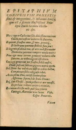 Epitaphium Coniugis ...