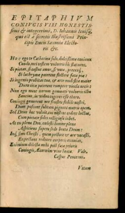 Epitaphium Coniugis ...