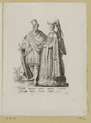 Mann mit Schwert und Frau, Blatt 23 der Folge "Mascarades"
