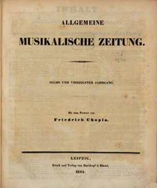 Allgemeine musikalische Zeitung. 46, 46. 1844
