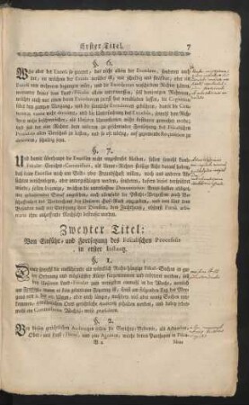 Zweyter Titel: Einführ- und Fortsetzung des Fiscalischen Processus in erster Instantz.