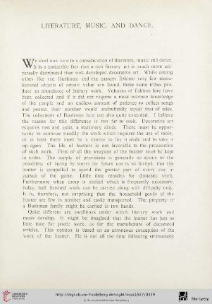Literature, music, and dance