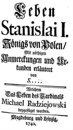 Leben Stanislai I. Königs von Polen