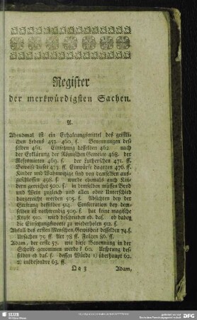 Register der merkwürdigsten Sachen