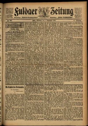 Erste Ausgabe vom Mittwoch, den 07. September 1904.