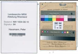 Entnazifizierung Peter Hausmann , geb. 01.04.1884 ()