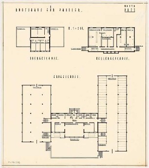 Boots- und Klubhaus Monatskonkurrenz November 1931: Grundriss Keller, Erdgeschoss, Obergeschoss 1.200
