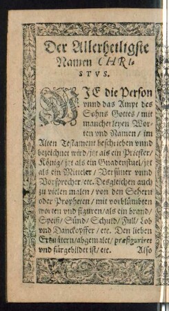 Der Allerheiligste Namen Christus.