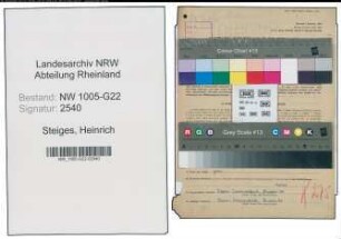 Entnazifizierung Heinrich Steiges , geb. 01.03.1897 (Baecker)