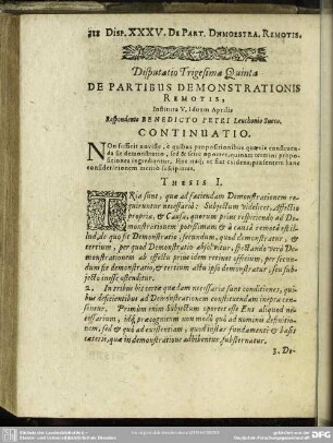 Disputatio Trigesima Quinta De Partibus Demonstrationis Remotis
