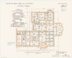 Geschäftsgebäude der Königlichen Regierung, Düsseldorf Präsidenten-Wohnhaus: Grundriss KG 1:100