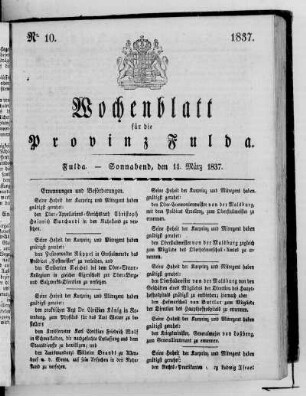 Nr. 10, Ausgabe vom 11. März 1837