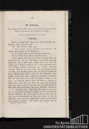 III. Abtheilung. Gewächse, deren Wurzeln oder doch diesen ähnliche Theile gegessen oder benutzt werden.