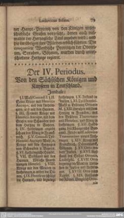 Der IV. Periodus. Von den Sächsischen Königen und Kaysern in Teutschland