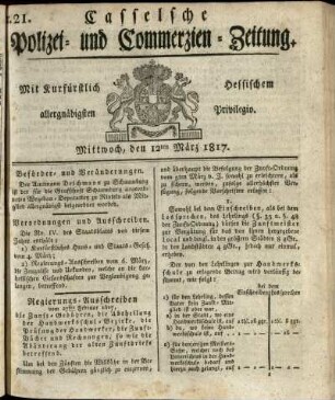 Nr. 21, Mittwoch, den 12ten Maerz 1817