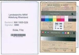 Entnazifizierung Fritz Eicke , geb. 26.07.1892 (Bahnsekretaer)