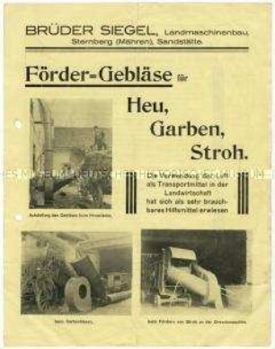 Fördergebläse für Heu, Garben und Stroh