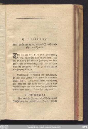 Einleitung. Kurze Erläuterung der wesentlichen Grundsätze der Chemie.